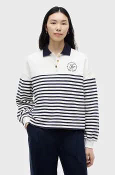 Женское белое поло в полоску ROUNDAL Белый M Tommy Hilfiger WW0WW50036