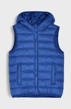 Стеганий жилет з капюшоном - синій