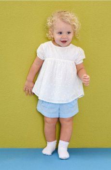 Бавовняні шорти з декоративними воланами - блакитний