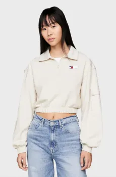 Женская белая спортивная кофта TJW CRP FABRIC MIX ZIPTHRU Белый XS Tommy Jeans DW0DW17343