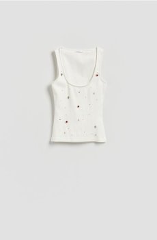 Reserved - Топ з блискучими аплікаціями - білий - 445KL-00X