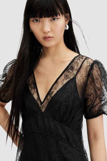 Платье AllSaints RAYNA LACE DRESS цвет чёрный maxi расклешённое WD574Z Платье AllSaints RAYNA LACE DRESS цвет чёрный maxi расклешённое WD574Z