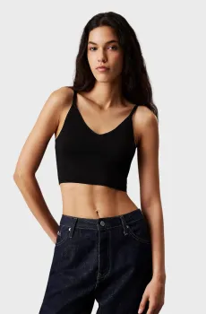 Женский черный топ RAYON SWEATER BRALETTE Черный M Calvin Klein Jeans J20J224805