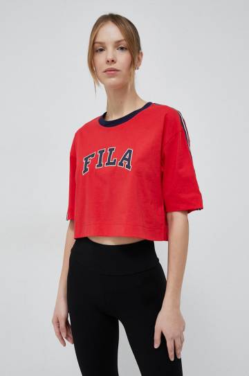 Хлопковая футболка Fila x Hailey Bieber цвет красный Хлопковая футболка Fila x Hailey Bieber цвет красный