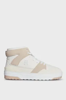 Женские бежевые кожаные кроссовки TH HI BASKET SNEAKER Бежевый 37 Tommy Hilfiger FW0FW07308