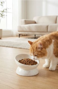 Піднята миска для тварин із крапчастим візерунком - білий