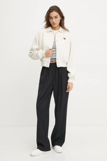 Хлопковый свитер Tommy Jeans цвет белый лёгкий DW0DW19336 Хлопковый свитер Tommy Jeans цвет белый лёгкий DW0DW19336