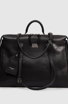 Черная кожаная дорожная сумка Vittoria с логотипом
