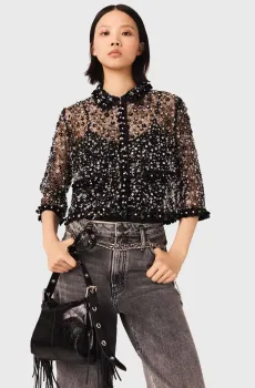 Женская черная блуза Черный 34 MAJE MFPTO01274_Black