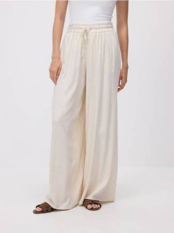 Reserved - Штани з додаванням льону - бежевий - YT972-08X