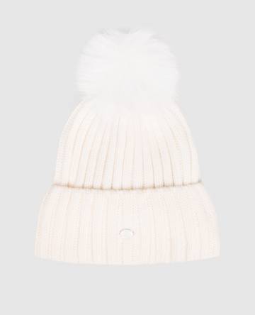 Белая шапка UNA с шерстью