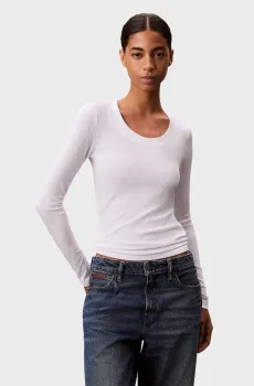 Женский белый лонгслив RIB LS TEE Белый S Calvin Klein LV044D235G