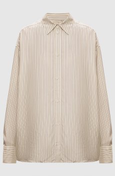 Бежевая блуза из шелка в полоску
