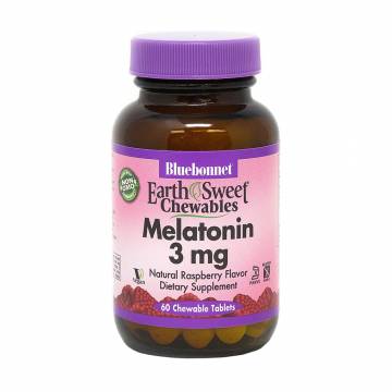 Мeлaтoнин Bluebonnet Nutrition Earth Sweet Melatonin 3 мг, малиновый вкус, 60 жевательных таблеток