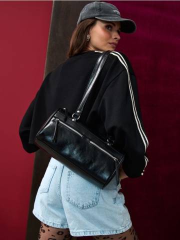 Сумка на плече зі штучної шкіри - чорний