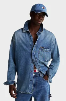 Мужская синяя джинсовая рубашка RELAXED Синий S Tommy Jeans DM0DM20650