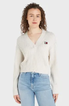 Женский белый кардиган TJW BADGE V-NECK Белый XS Tommy Jeans DW0DW18529