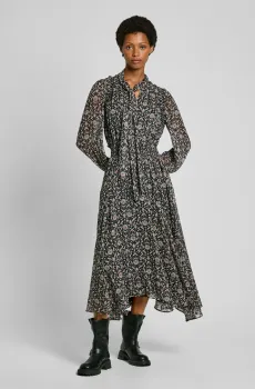 Женское черное платье с узором Черный S Pepe Jeans PL953603