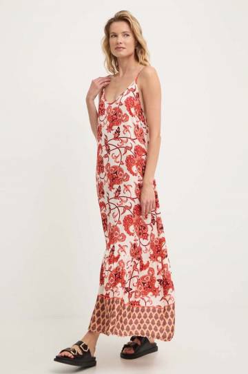 Платье Answear Lab цвет бежевый maxi расклешённая Платье Answear Lab цвет бежевый maxi расклешённая