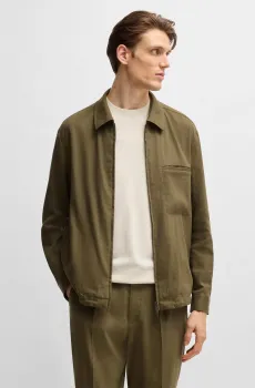 Мужская оливковая льняная рубашка Оливковый 54 BOSS 50540701;302