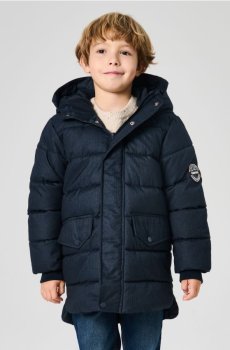 Квітована куртка puffer з капюшоном - темно-синій