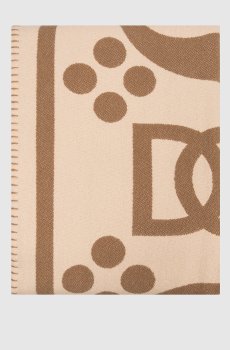 Бежевый плед из шерсти с монограммой логотипа DG