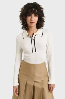 Женское белое поло SLIM RIB Белый M Gant 4201269