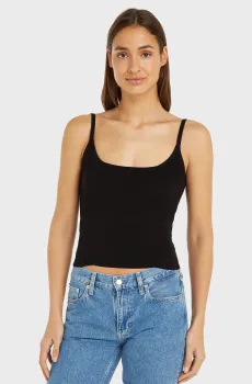 Женский черный топ BUTTON DETAIL Черный L Calvin Klein Jeans J20J223612