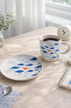 Тарілка з морським мотивом - білий