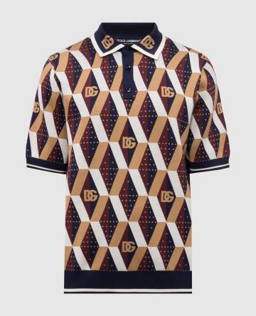 Поло из шелка в геометрический узор