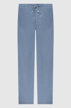 Голубые брюки с льном