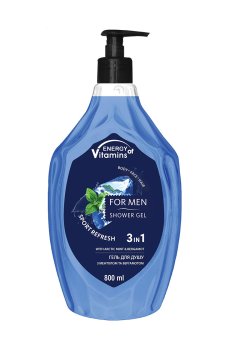 Мужской гель для душа Energy of Vitamins Shower Gel Sport Refresh 3 In 1 с ментолом и бергамотом, 800 мл