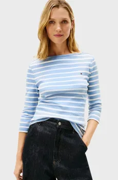 Женский голубой лонгслив в полоску NEW CODY Голубой S Tommy Hilfiger WW0WW40589