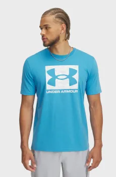 Мужская голубая футболка UA ABC CAMO BOXED LOGO SS Голубой S Under Armour 1361673-452