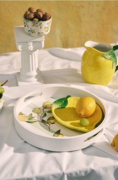Декоративна таця з мотивом лимонів - білий