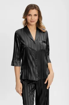 Женская черная шелковая рубашка в полоску Черный 36 MARC&ANDRE W22-00SS107