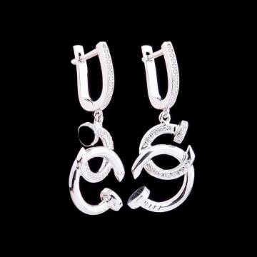 Эксклюзивные золотые серьги с фианитами с03930 Эксклюзивные золотые серьги с фианитами с03930