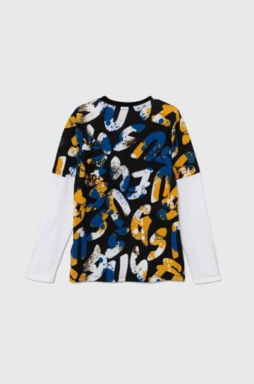 Хлопковый детский лонгслив Guess цвет синий узорный L4YI05 K8HM3 Хлопковый детский лонгслив Guess цвет синий узорный L4YI05 K8HM3