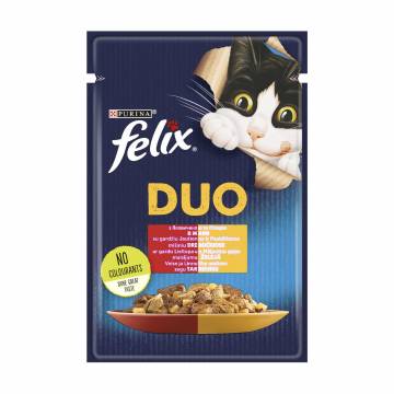 Влажный корм для взрослых кошек Felix Fantastic Duo с говядиной и птицей, кусочки в желе, 85 г Влажный корм для взрослых кошек Felix Fantastic Duo с говядиной и птицей, кусочки в желе, 85 г