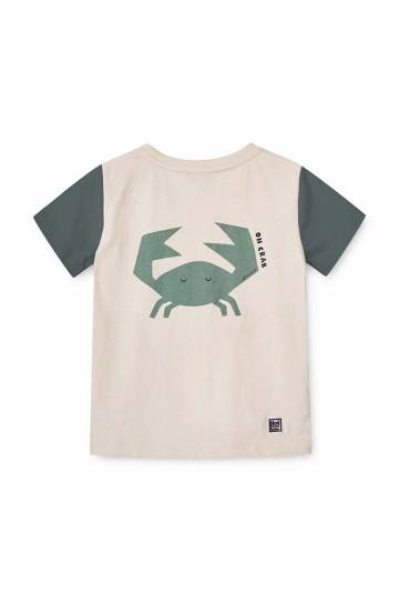 Детская хлопковая футболка Liewood Apia Baby Placement Shortsleeve T-shirt цвет бирюзовый с принтом Детская хлопковая футболка Liewood Apia Baby Placement Shortsleeve T-shirt цвет бирюзовый с принтом