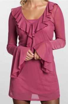 Мінісукня з оборками - пастельний рожевий