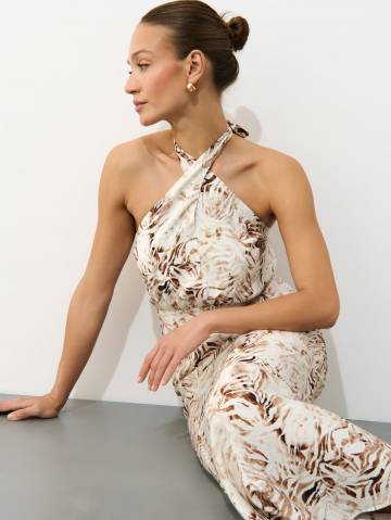 Mohito - Сукня міді з завязками - коричневий - 32