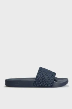 Женские темно-синие слайдеры с узором TH MONOGRAM POOL SLIDE Синий 36 Tommy Hilfiger FW0FW06987