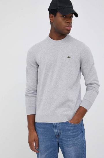 Хлопковый свитер Lacoste цвет серый лёгкий
