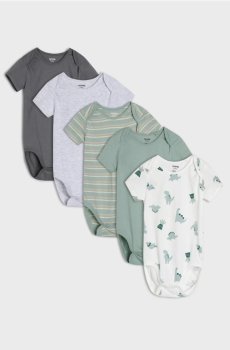 Бавовняне боді, 5 шт. - пильно-зелений