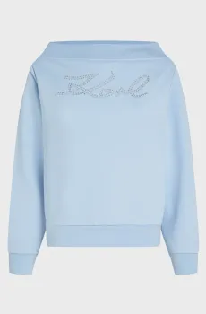 Женский голубой свитшот RHINESTONE LOGO Голубой S Karl Lagerfeld 241W1805