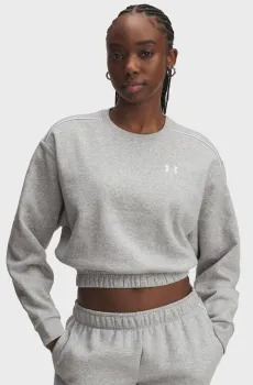 Женский светло-серый свитшот UA Rival Fleece Piped Crew Серый M Under Armour 6007035-011