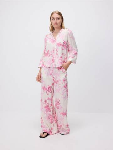 Reserved - Віскозні штани з візерунком - рожевий - YH550-30X