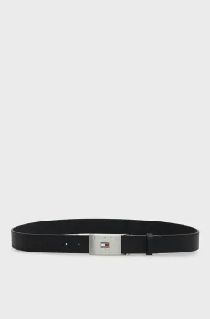Мужской черный кожаный ремень FLAG PLAQUE Черный 95 Tommy Hilfiger AM0AM14322