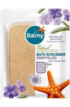 Банная мочалка-скрабер Balmy Naturel Bath Scrubber Фиалка и шалфей, с кусочками мыла (08245)
